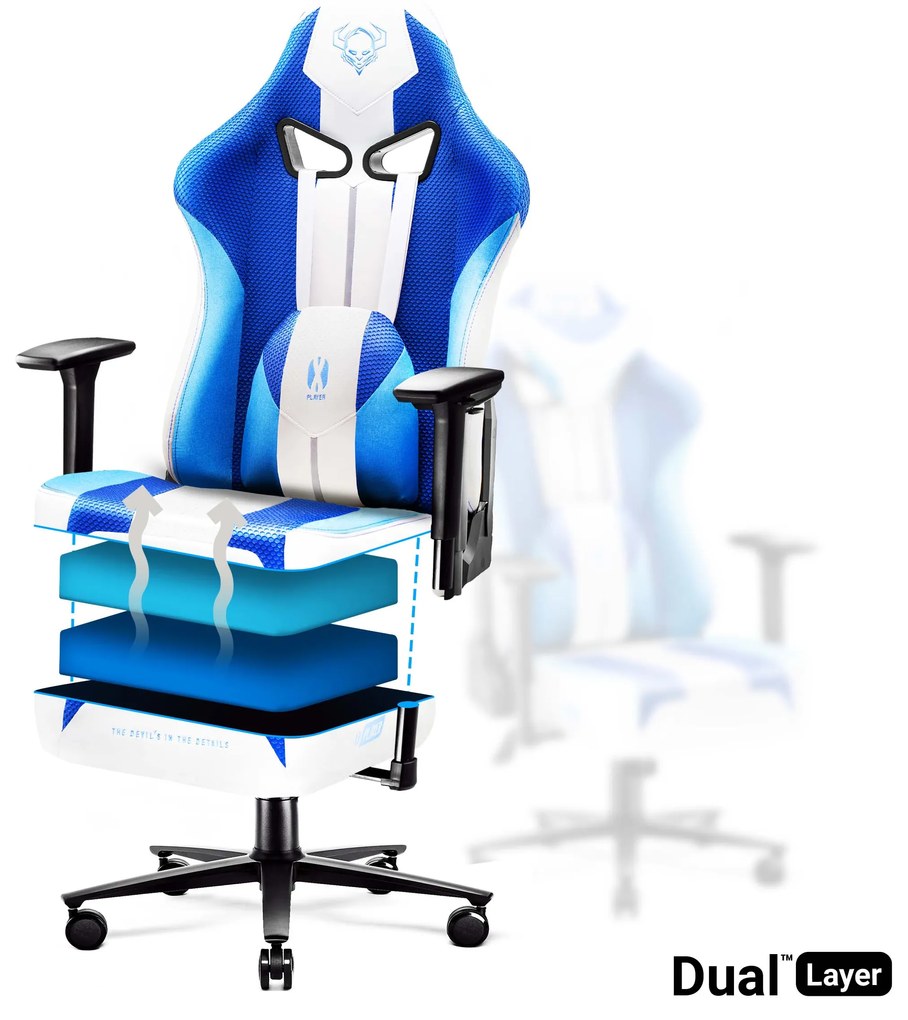 Diablo X-Player 2.0 szövet gamer szék gyerekeknek Kids MÉRET: Frost white /fehér Diablochairs