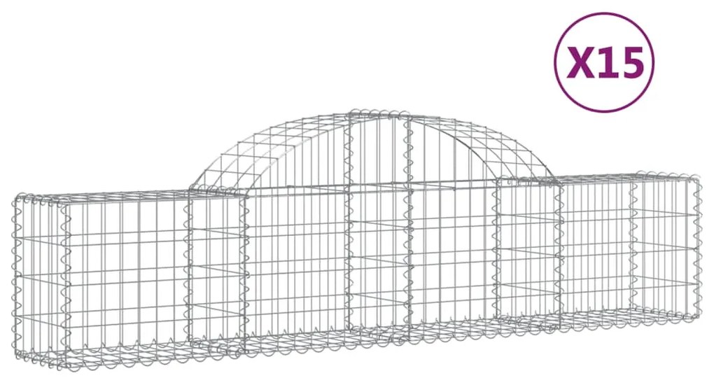 15 db íves horganyzott vas gabion kosár 200x30x40/60 cm