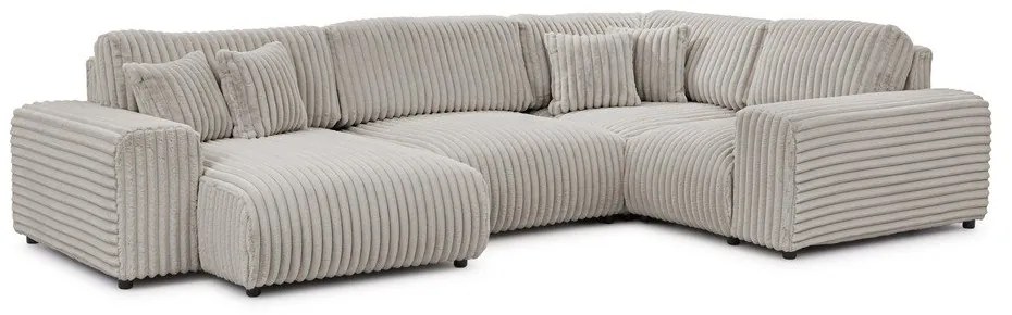Világosszürke kordbársony sarokkanapé (jobb oldali-U alakú) Justin – Ropez