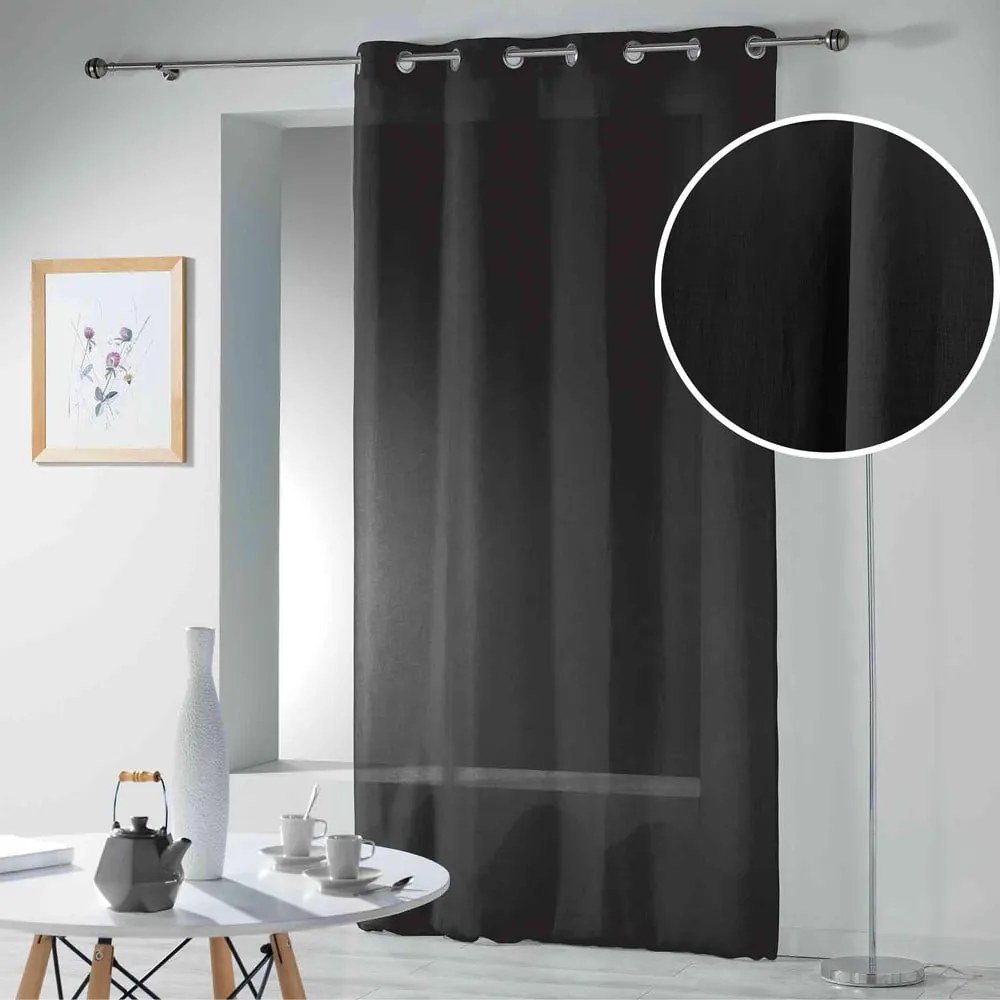 Fekete fényáteresztő függöny 140x280 cm Telma – douceur d'intérieur