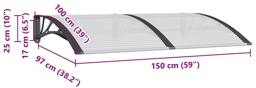 fekete polikarbonát ajtóelőtető 150 x 100 cm
