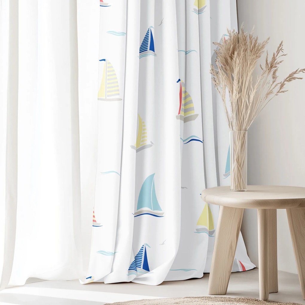 Goldea pamut drapéria - vitorlások 160x150 cm