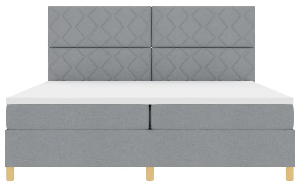 Box Spring Ágy Matrac Közepes Szürke 200x200 cm Szövet