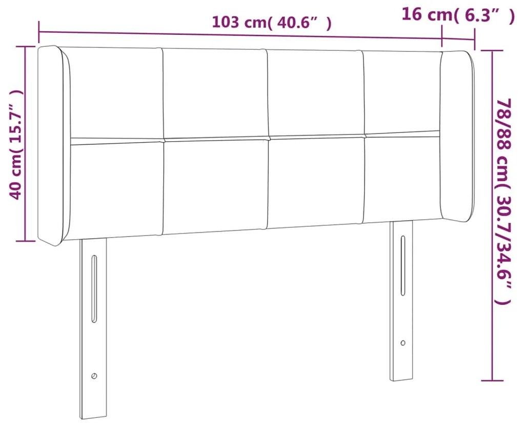 rózsaszín bársony fejtámla 103x16x78/88 cm