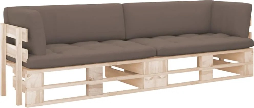 vidaXL kétszemélyes impregnált fenyőfa raklapkanapé párnákkal