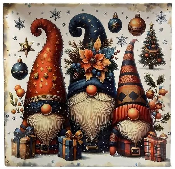 Karácsonyi manós műanyag dekor tálca szögletes 30x2 cm