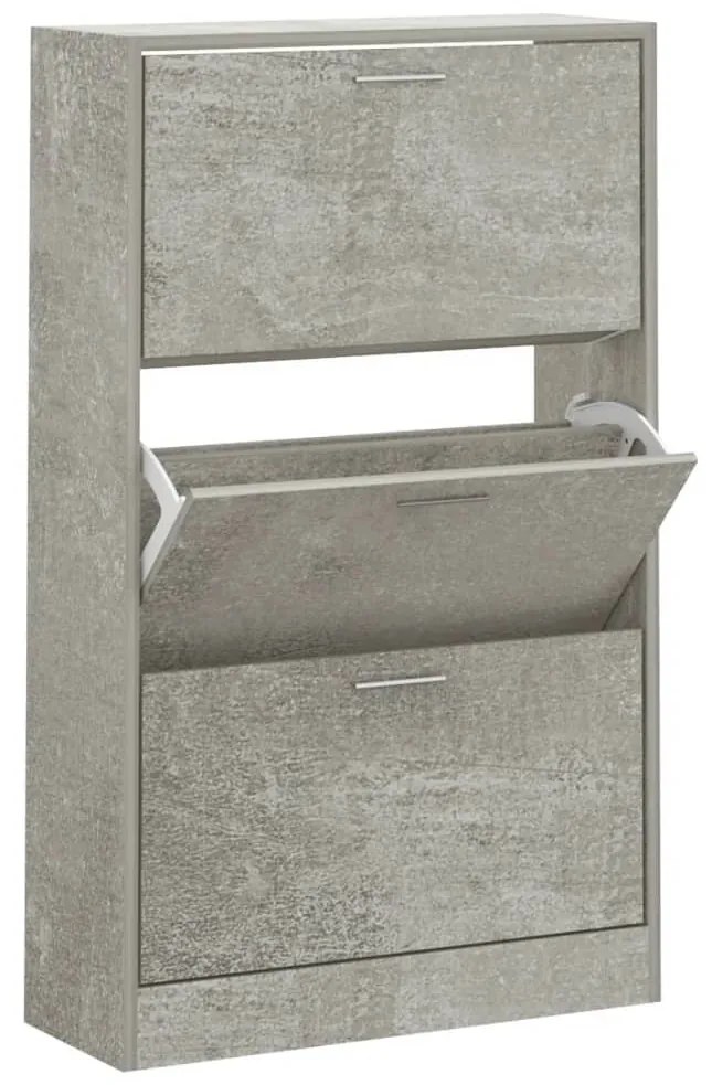 betonszürke szerelt fa cipőszekrény 63x24x103 cm