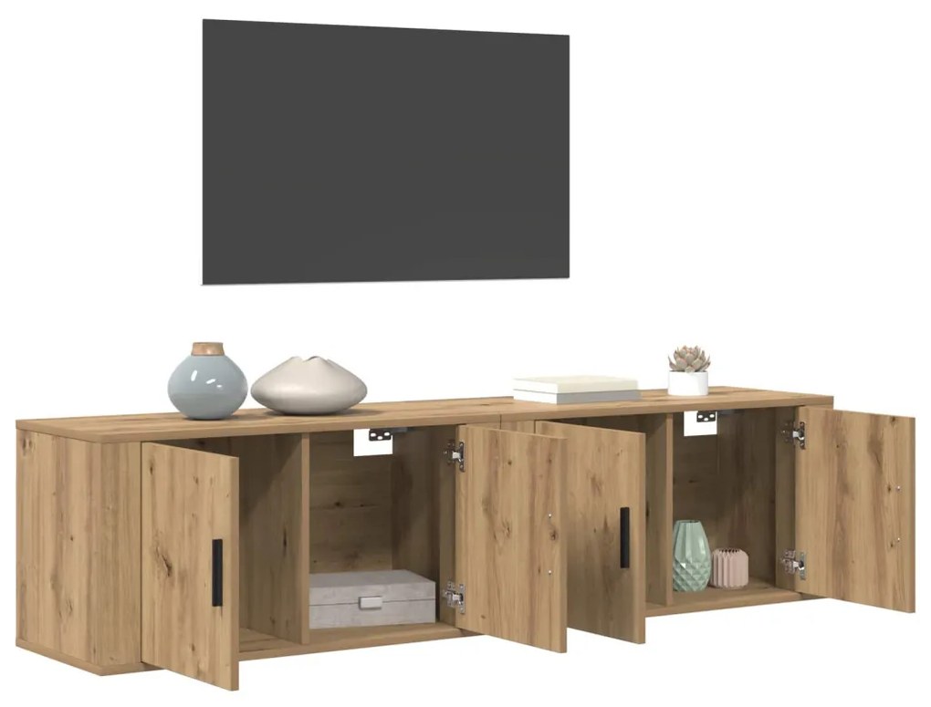 vidaXL Fali TV szekrény szett 2 pcs Artisan tölgy 80 x 34,5 x 40 cm