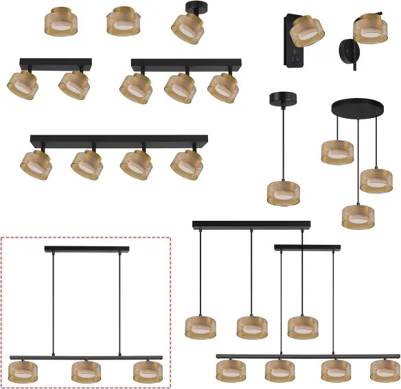 Brilagi - Kábeles csillár AURA LUX 3xGX53/30W/230V fekete/arany