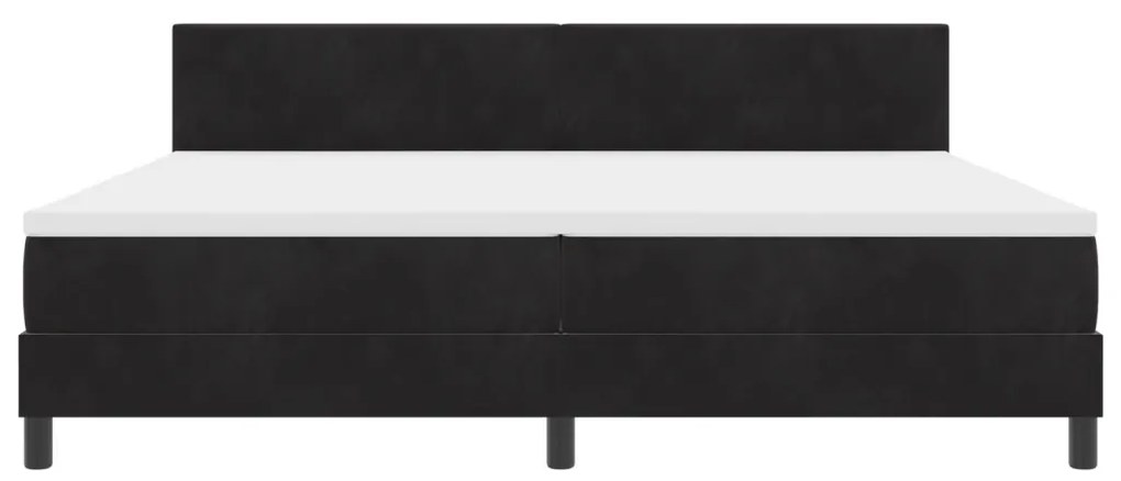 Box Spring Ágy Mattal & LED Fekete 200x200 cm Bársony