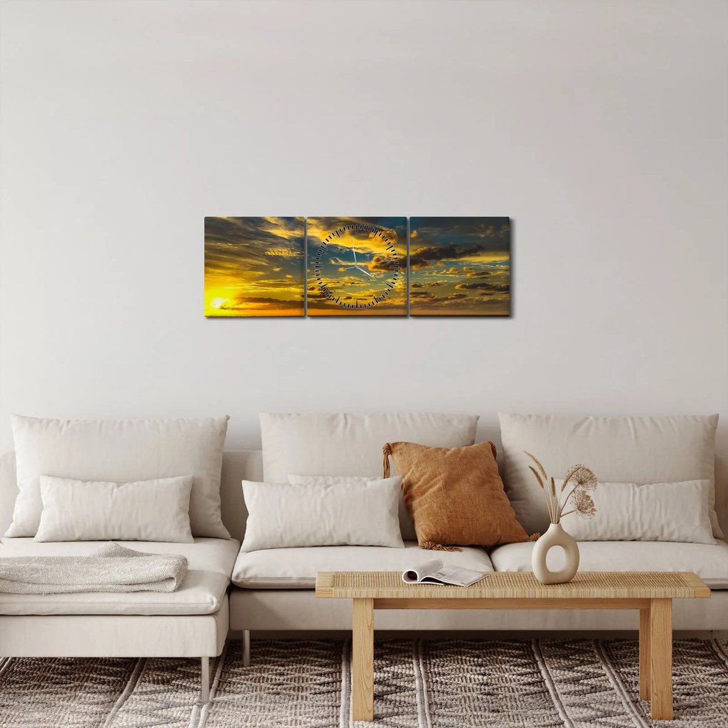 Naplemente a tengeren (órával) (90x30 cm)