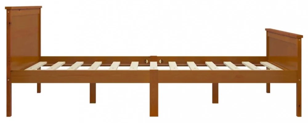 mézbarna tömör fenyőfa ágykeret 140 x 200 cm