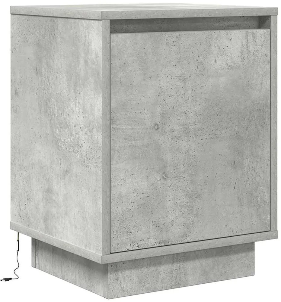 Betonszürke éjjeliszekrény LED-világítással 38x34x50 cm