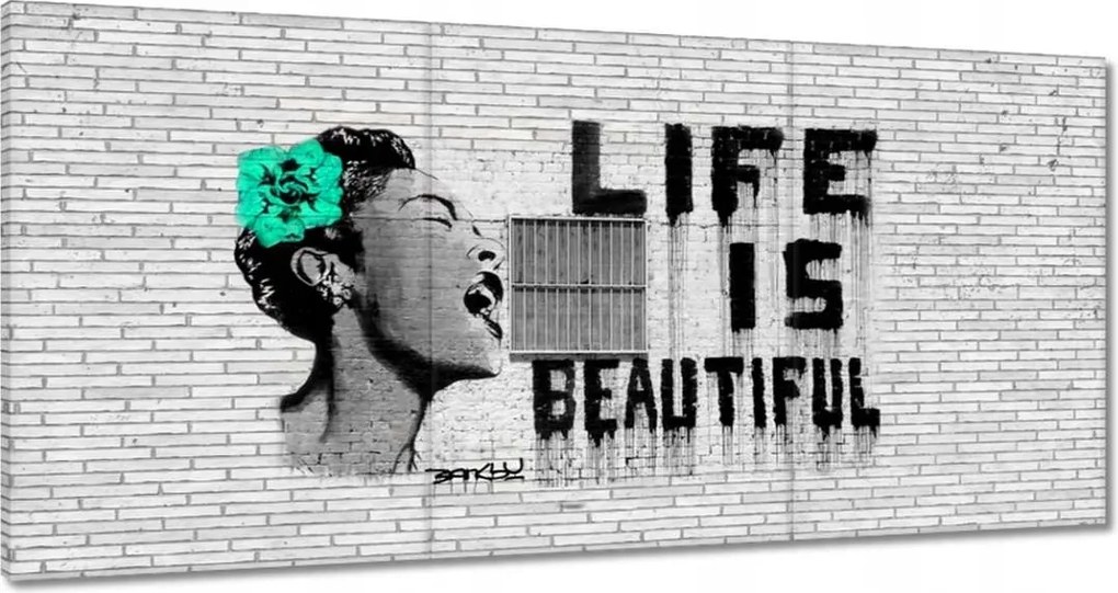 Festmények 120x60 Banksy Life is beautiful