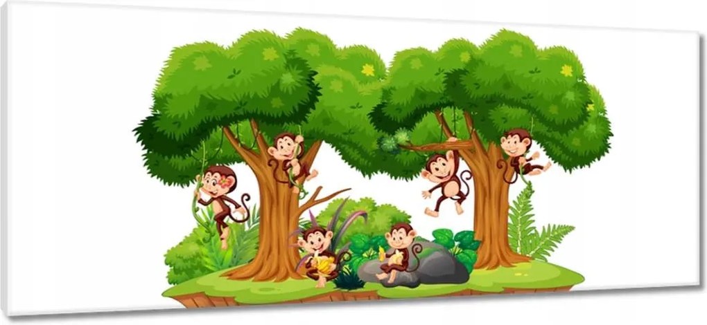 Képek 100x40 Játékos majmok a dzsungelben