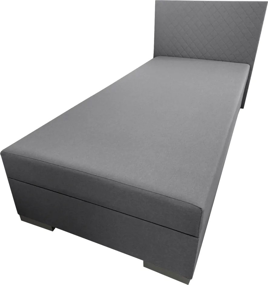 Boxspring ágy, egyszemélyes, szürke, 90x200, univerzális, ADARA