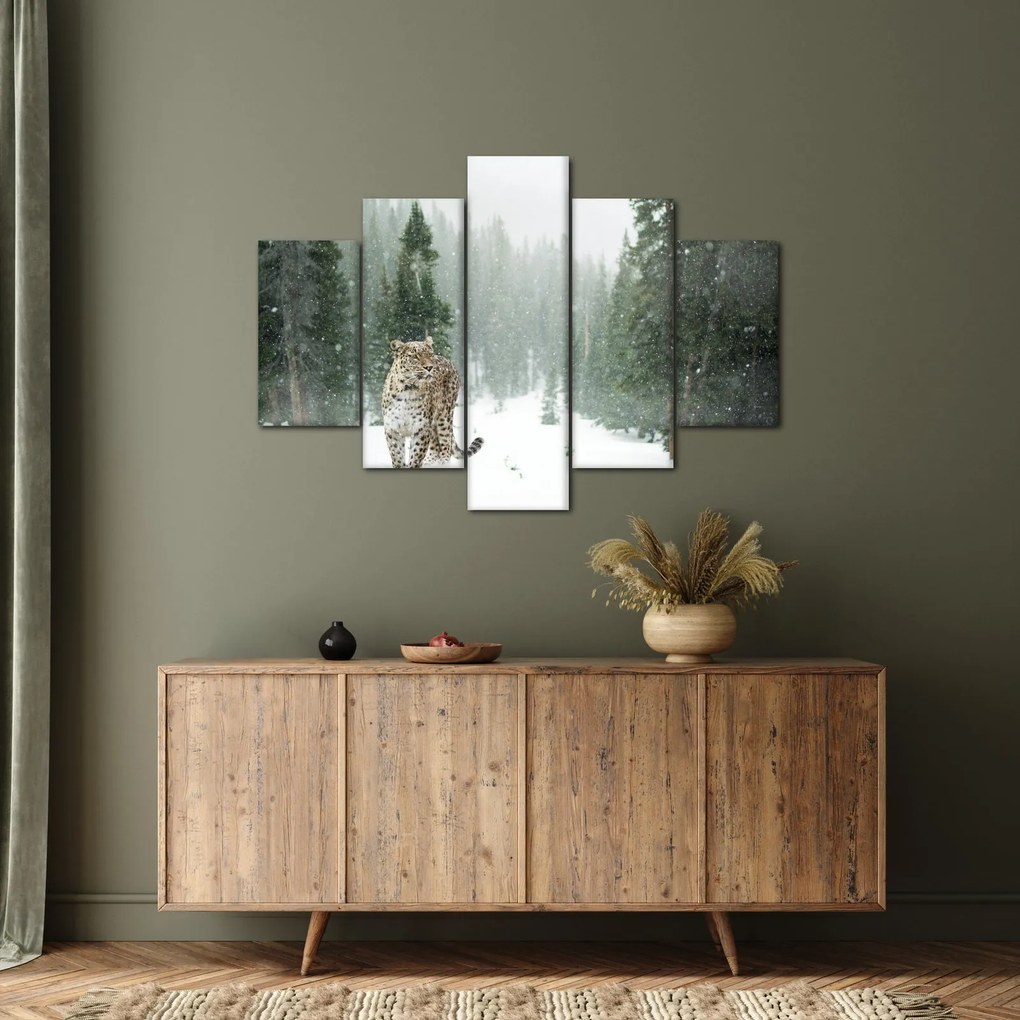 Leopárd a hóban képe (150x105 cm)
