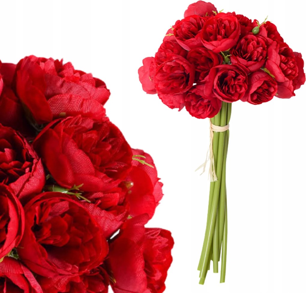 Mesterséges Bazsarózsa Csokor Piros Virágok Mesterséges Csokor Váza 28cm