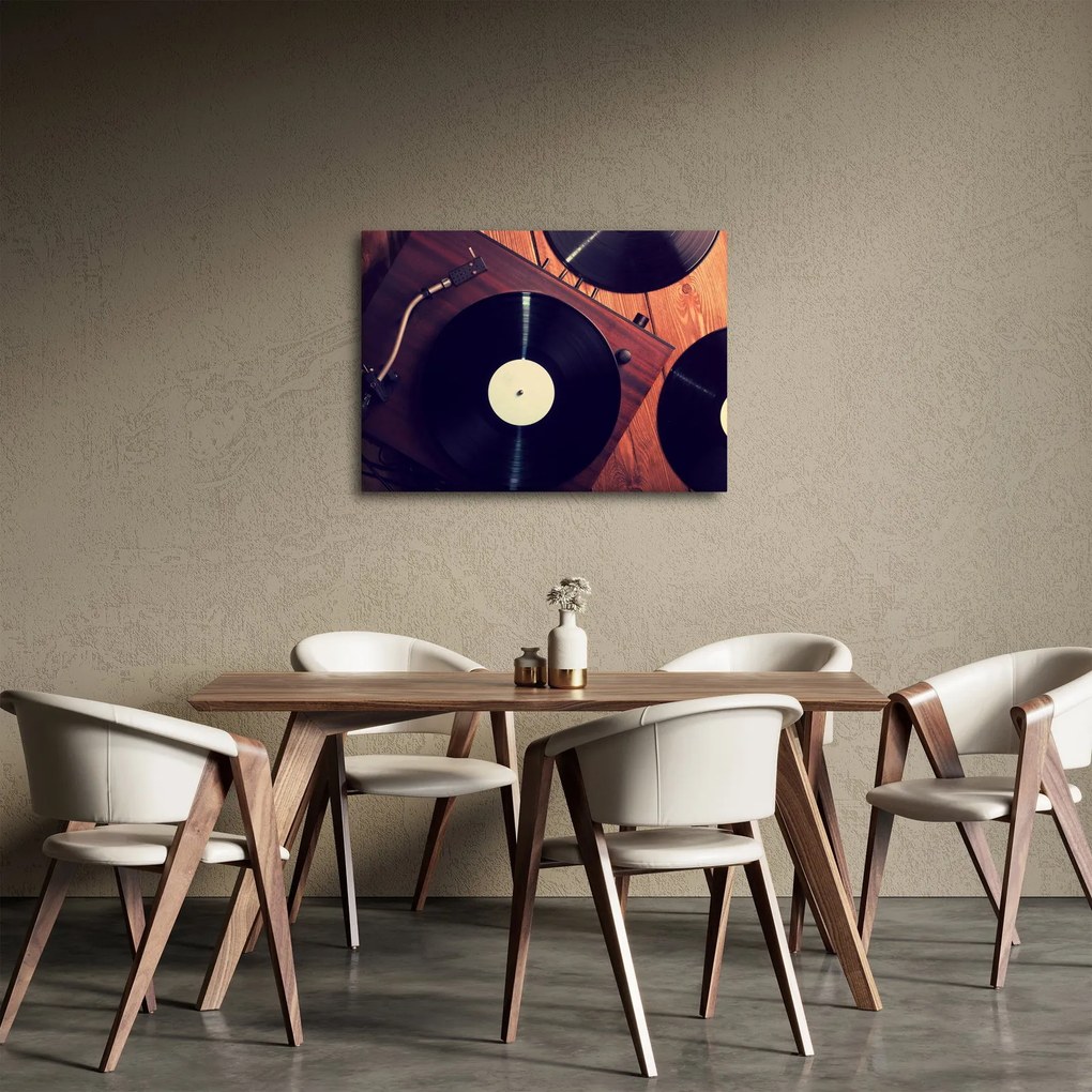 Gramofon lemezek képe (70x50 cm)
