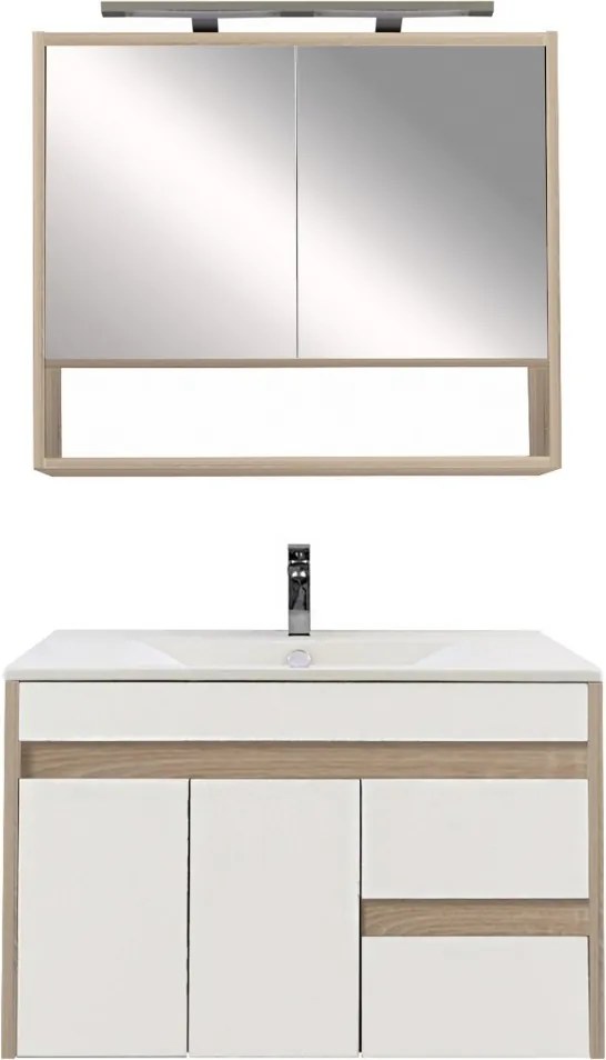 Luna 80 komplett fürdőszobabútor, Sonoma tölgy-Fehér