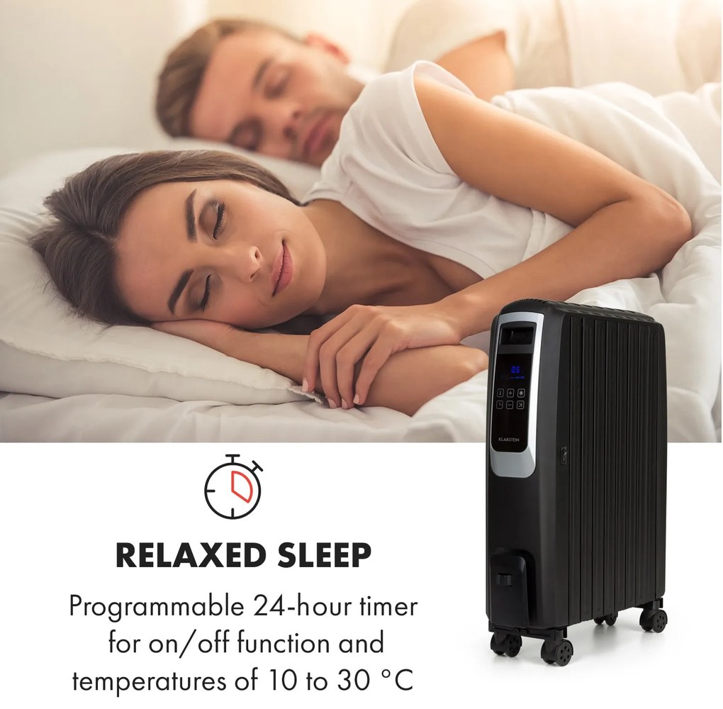 Thermaxx Noir, olajradiátor, 2500 W, 10 - 30 °C, 24-órás időzítő, távirányító, fekete