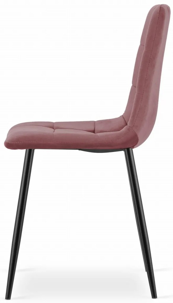 Rózsaszín bársony szék KARA fekete lábakkal