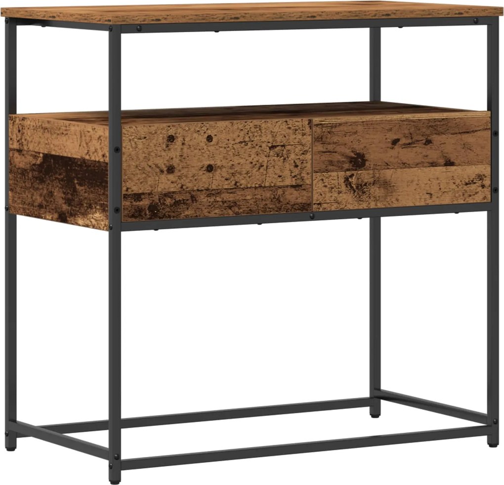 vidaXL Konzolasztal fiókkal Öreg fa 75 x 40 x 75 cm Faanyag