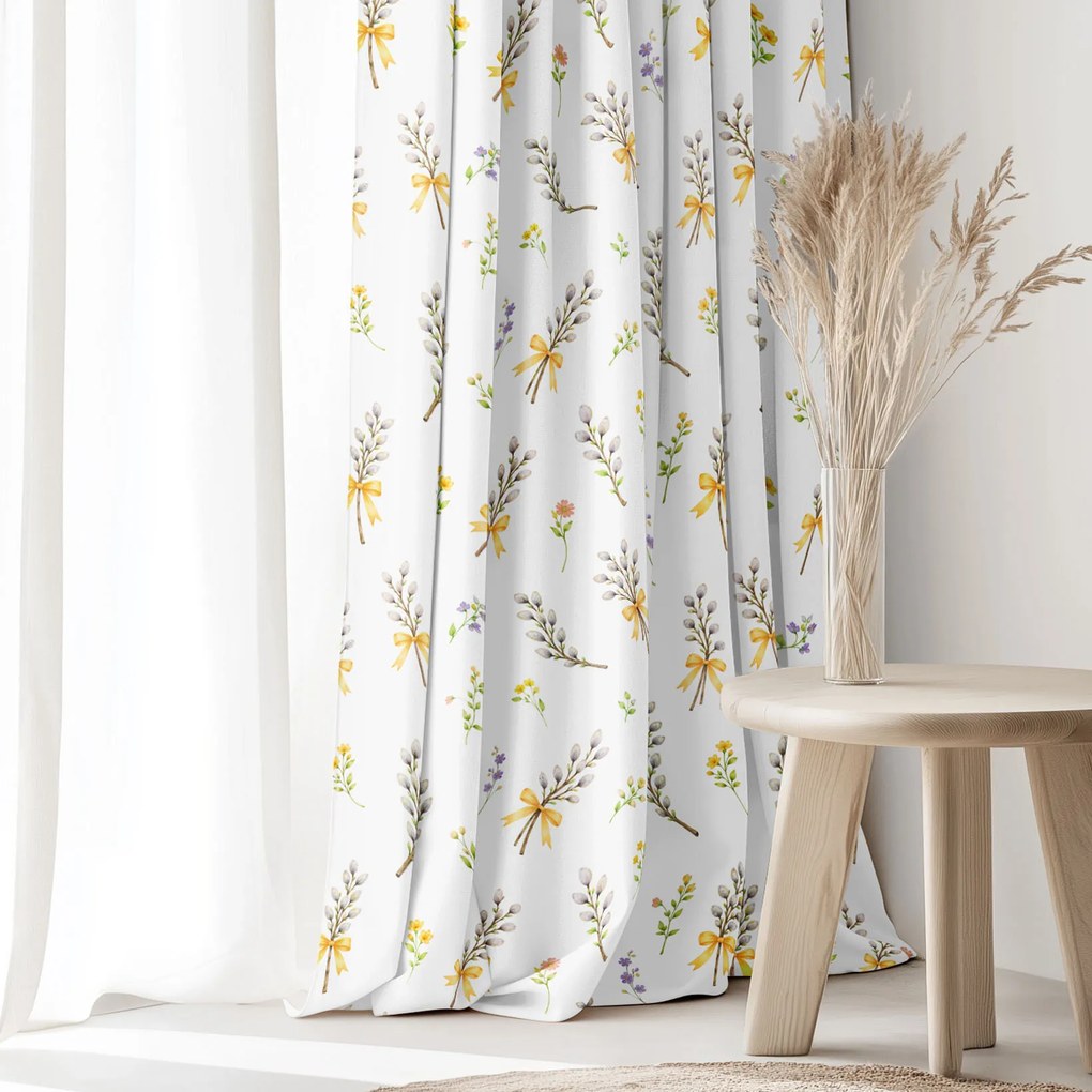 Goldea tavaszi dekor függöny - barka mintás 160x150 cm