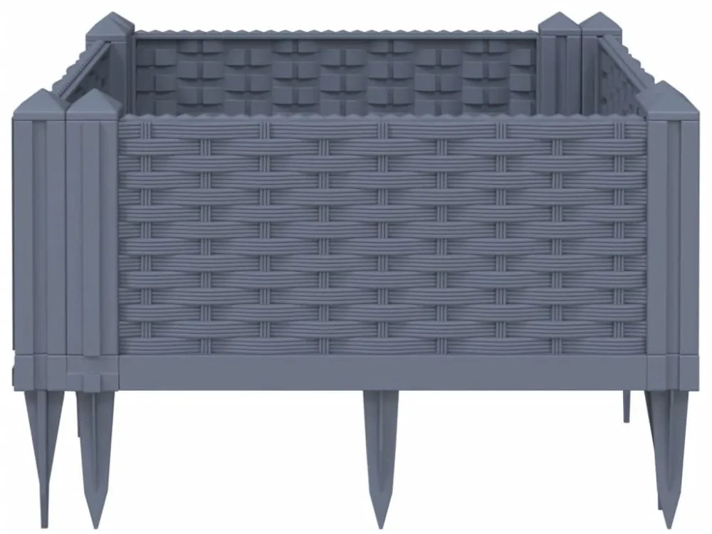szürke PP kerti virágláda cövekekkel 42,5 x 42,5 x 28,5 cm