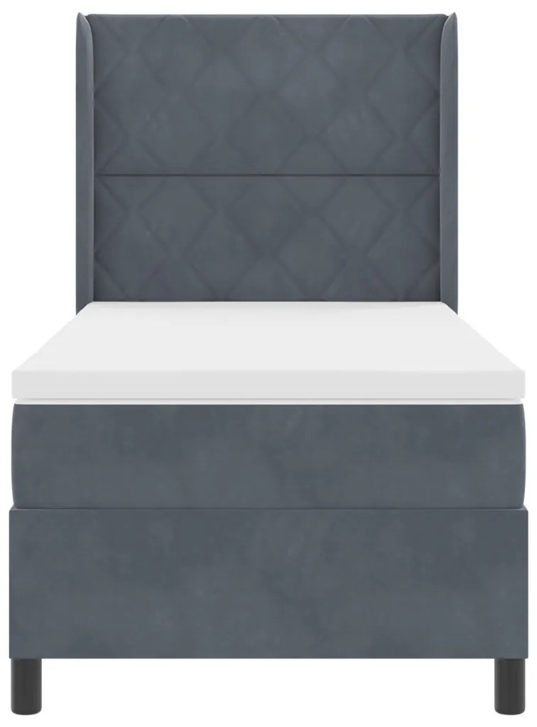 Boxspring Ágy Matrac Ezüstszürke 90x190 cm Bársonyos