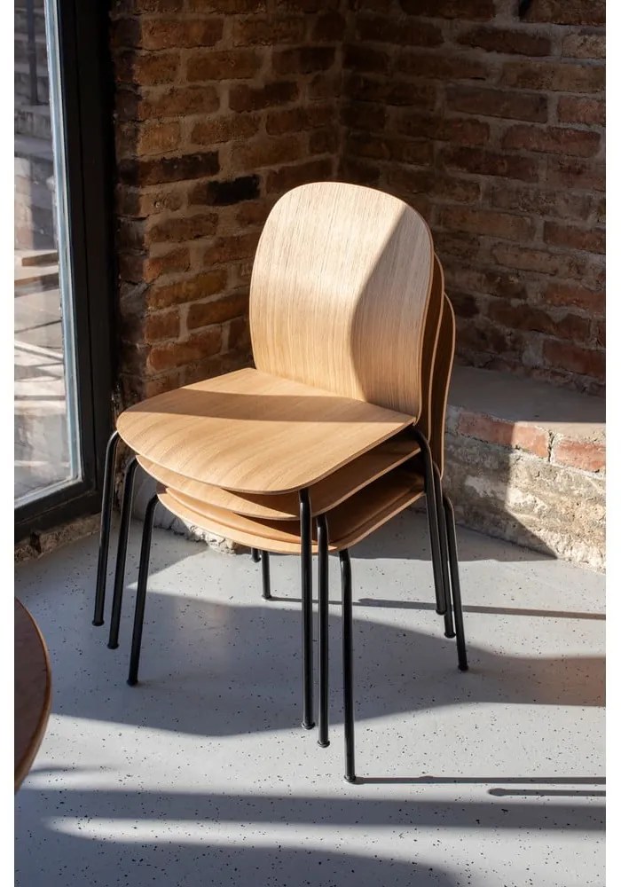 Barna-konyakbarna rakásolható étkezőszék szett 2 db-os diófa dekorral Book – Gazzda