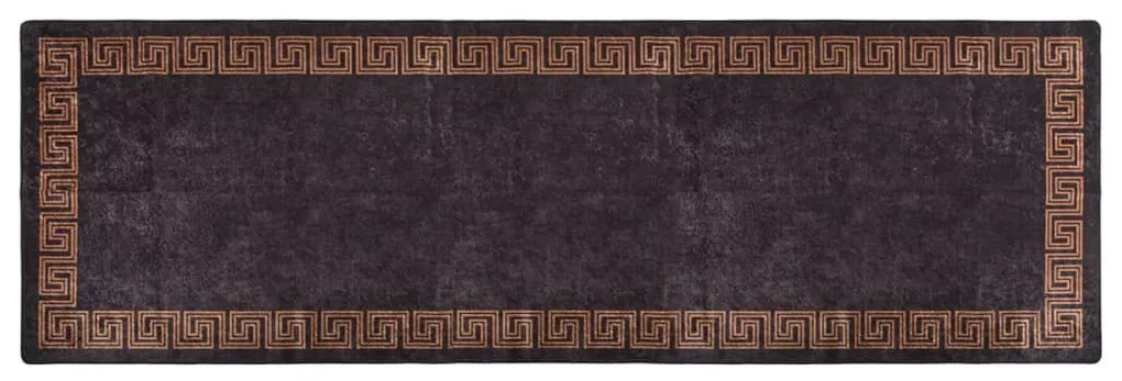 fekete és arany csúszásmentes mosható szőnyeg 80 x 300 cm