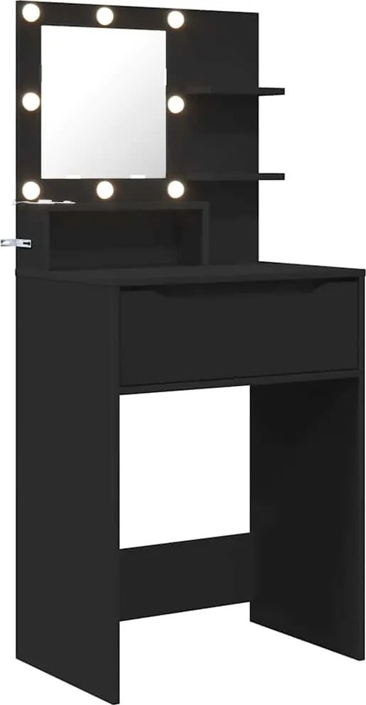 vidaXL Hálószobai Öltözködő Asztalok Fekete 80 x 39,6 x 135 cm Faanyag