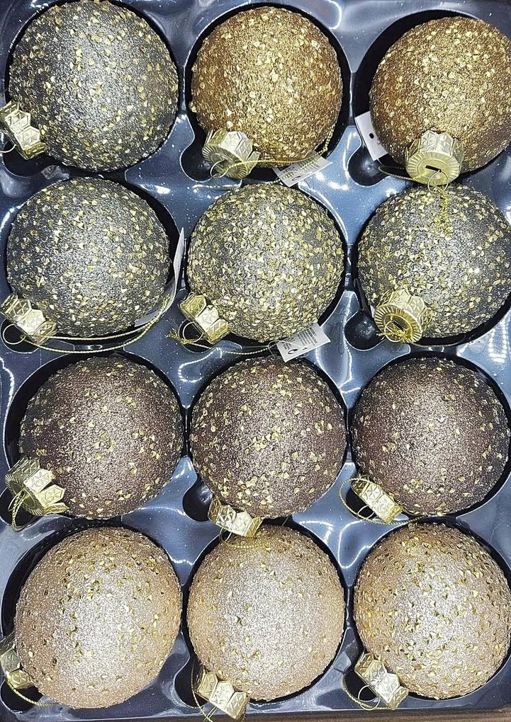 Gyönyörű díszített törhetetlen gömbök 12 db Ajándék