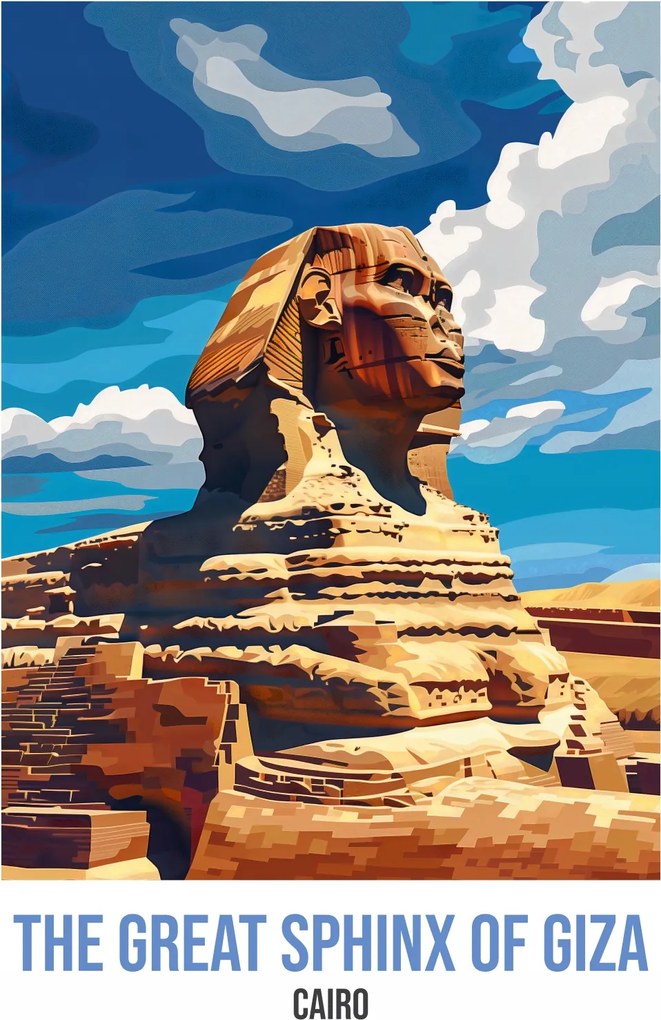 Poszter 56,6x86,4cm A gízai nagy szfinx, Kairó