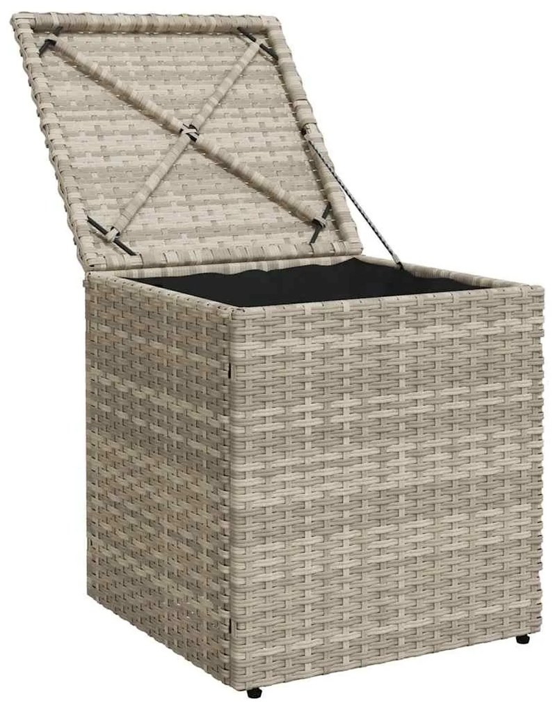 2 db világosszürke polyrattan kerti szék párnával 40x40x43 cm