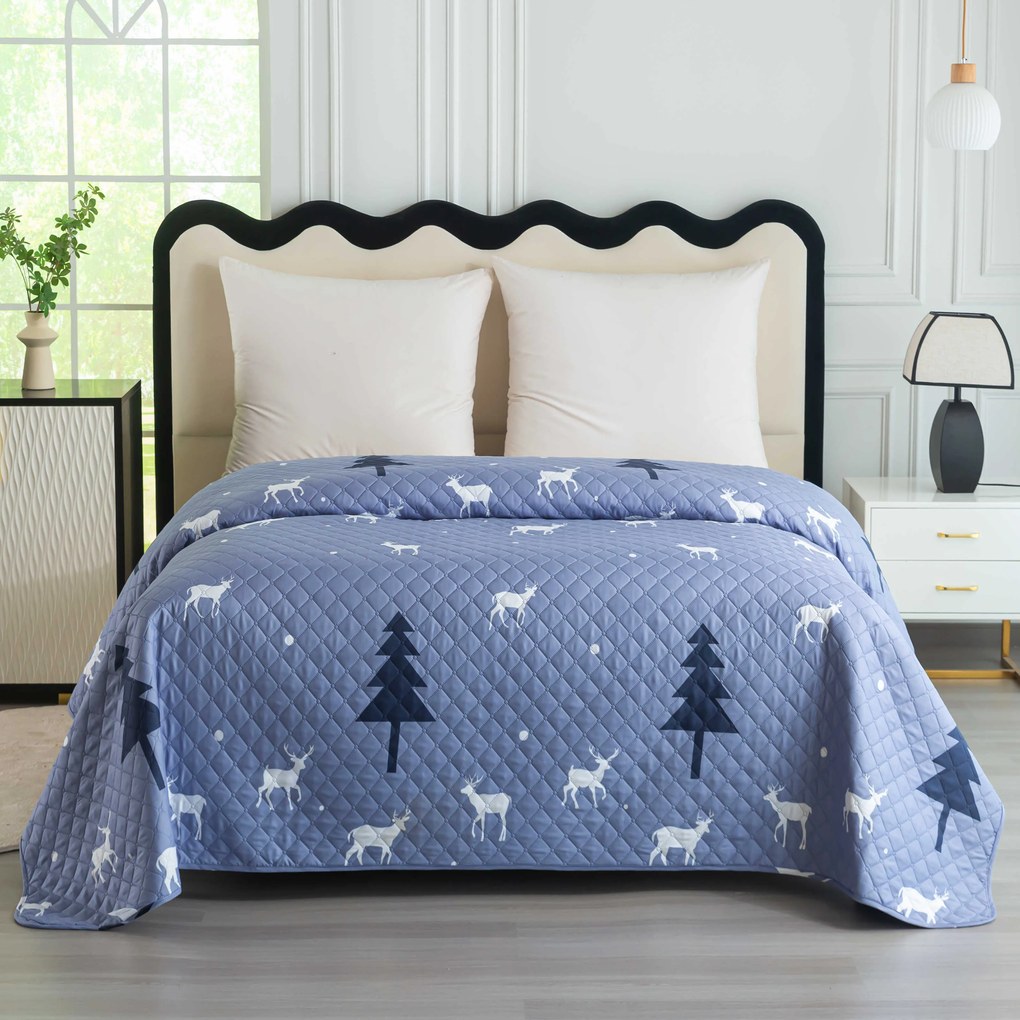 DEER AND TREE szürkéskék ágytakaró Méret: 220 x 240 cm