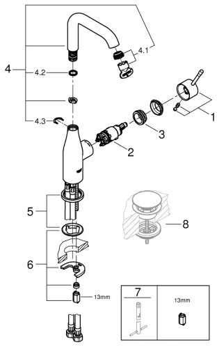 GROHE 23541001 - ESSENCE mosdócsaptelep DN 15 fényes króm