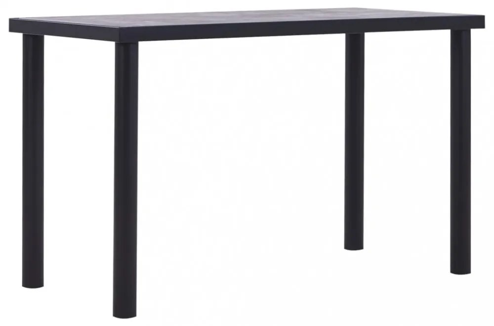 fekete és betonszürke MDF étkezőasztal 120 x 60 x 75 cm