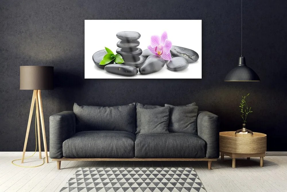 Akril üveg kép Virág Zen kövek 120x60 cm
