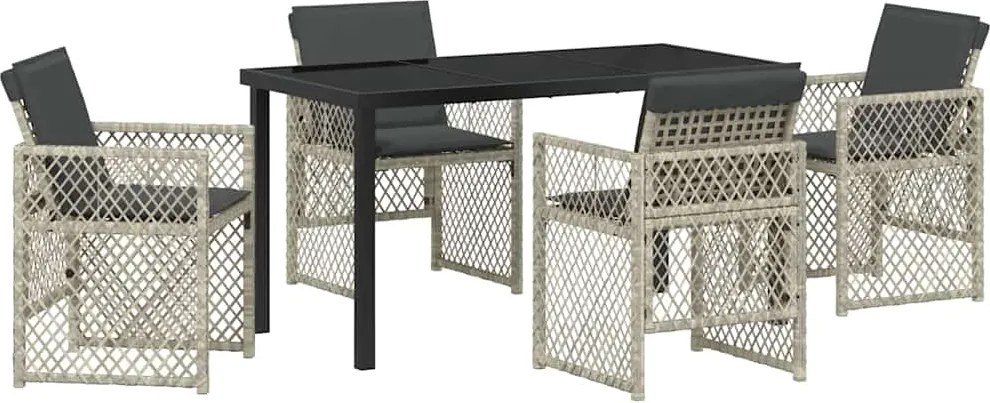 vidaXL Kert étkező szett 5 pcs Világosszürke polirattan