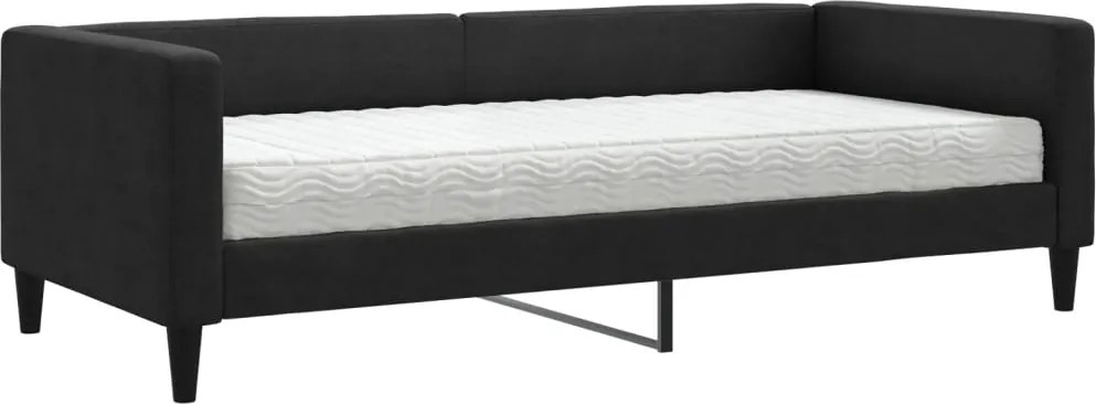 vidaXL fekete szövet kanapéágy matraccal 90 x 200 cm