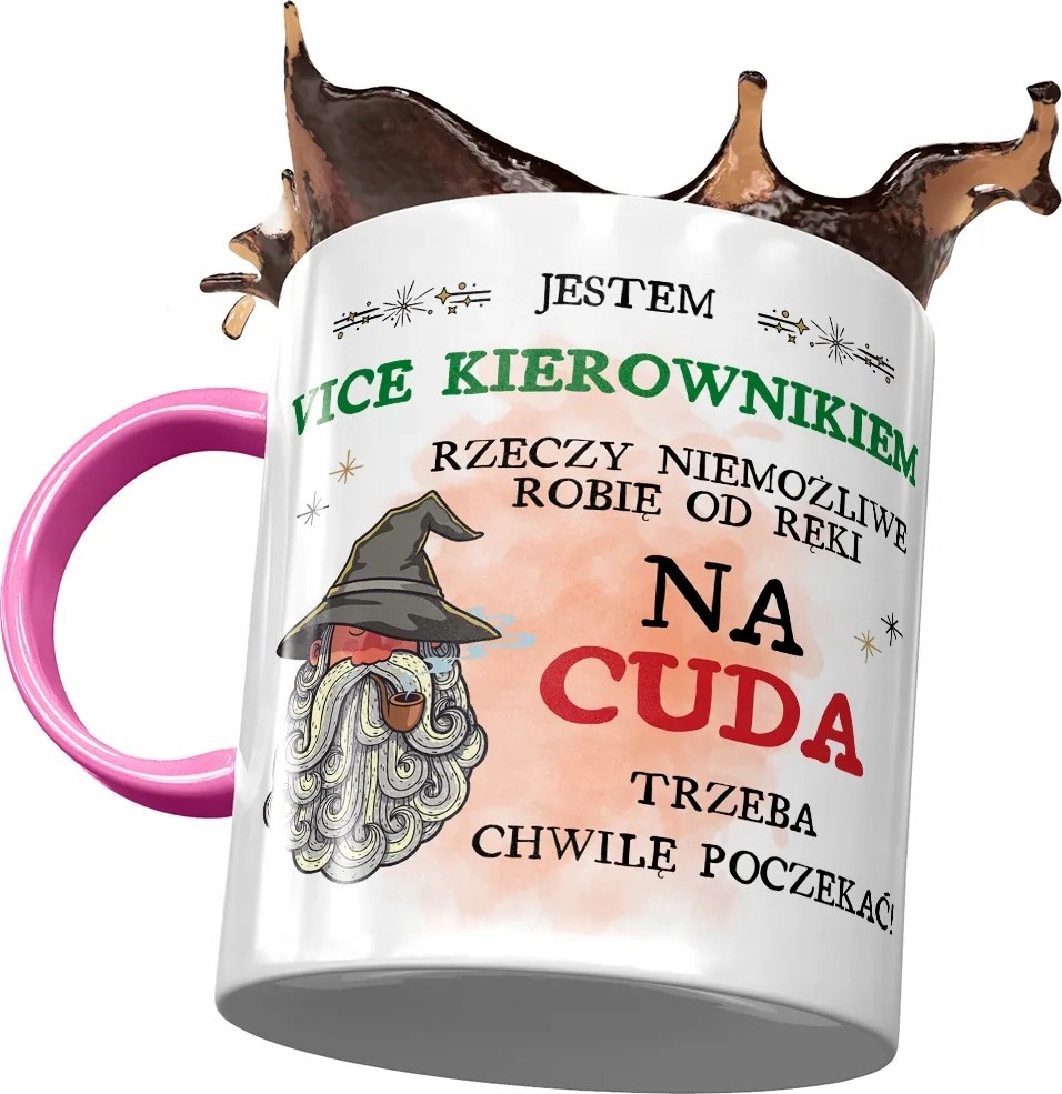 Rózsaszín bögre a csodákért felelős alelnöknek, fényképes nyomattal