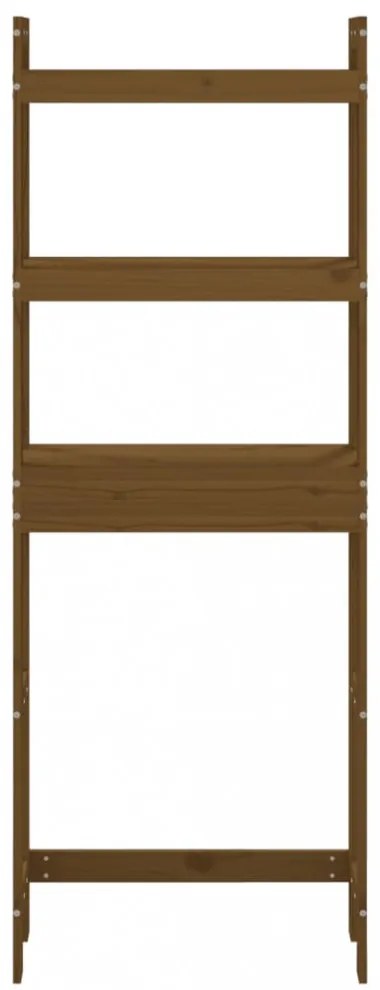 mézbarna tömör fenyőfa fürdőszoba állvány 63x26x171 cm