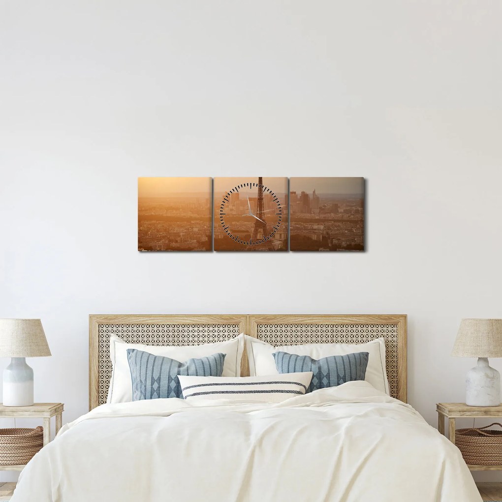 Kép - Eiffel-torony (órával) (90x30 cm)