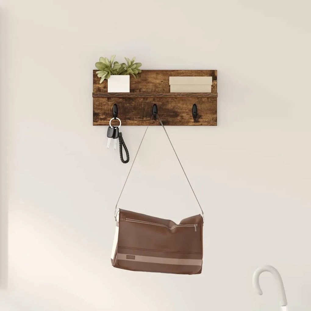 Fali Kabáthorog Füstölt tölgy 40 x 10.5 x 18 cm Faanyag