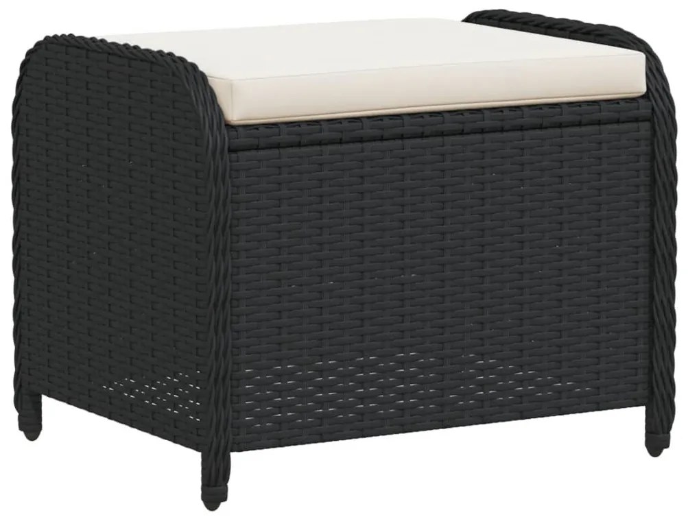 Fekete polyrattan kerti szék párnával 58 x 46 x 46 cm