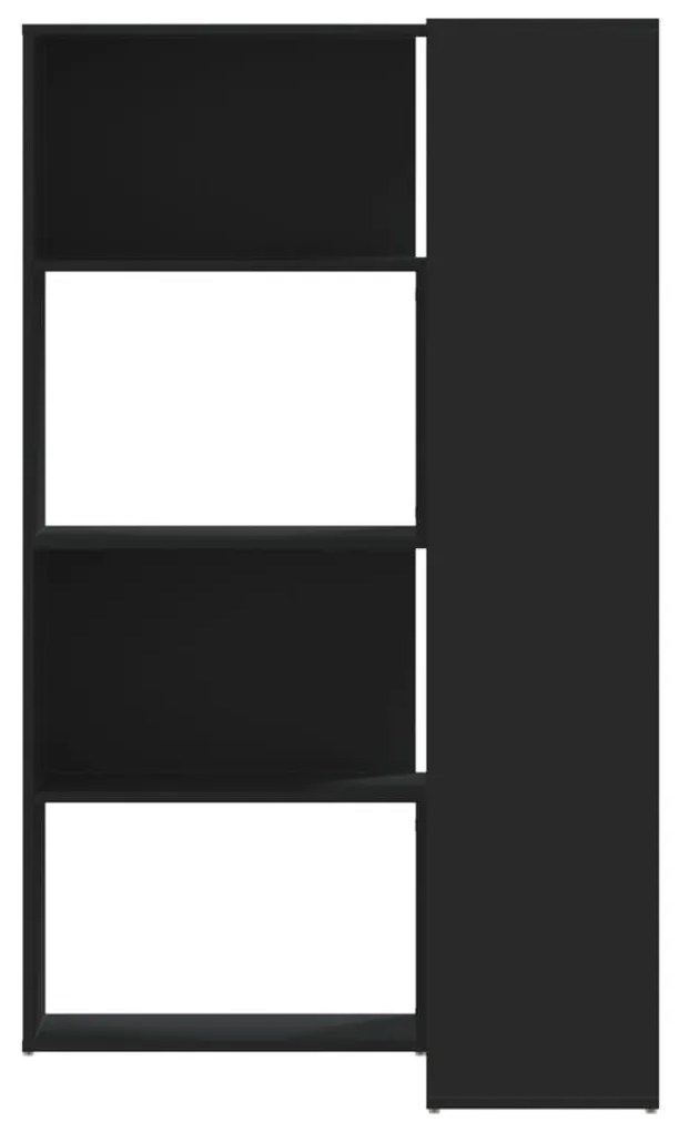 4 szintes fekete szerelt fa sarokkönyvespolc 85 x 85 x 140 cm