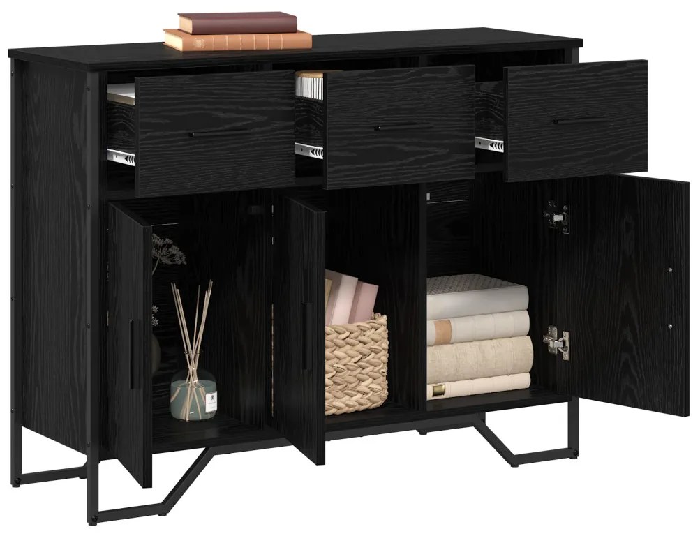 Oldalszekrény Fekete tölgy 97x32.5x74.5 cm Engineered Wood
