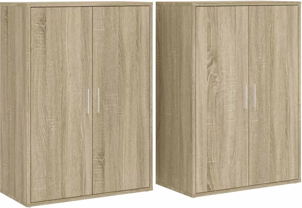 vidaXL 2 db sonoma tölgy színű szerelt fa tálalóasztal 60 x 31 x 84 cm